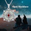 wholesale  925 Sterling Silver White Opal & Zircon July Birthstone Pendant Necklace with Sun Moon Stars Compass Design-0-3