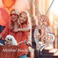 wholesale 925 Sterling Silver Mom Heart Rose Pendant Necklace With Cubic Zirconia For Women-0-4