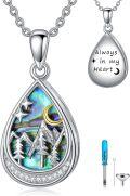 wholesale 925 Sterling Silver Teardrop Abalone Shell Cremation Pendant with Always in My Heart Inscription and Funnel Set - Memorial Keepsake Jewelry-0-0