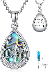 wholesale 925 Sterling Silver Teardrop Abalone Shell Cremation Pendant with Always in My Heart Inscription and Funnel Set - Memorial Keepsake Jewelry-20-Mountain