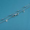 wholesale 925 Sterling Silver Double Chain Infinity Angel Wing Star Moon Anklet for Women-0-2