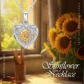 wholesale 925 Sterling Silver Heart Sunflower Photo Locket Pendant Necklace with Chain - Memorial Keepsake Gift for Women-0-2