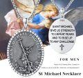 wholesale 925 Sterling Silver St Michael Guardian Angel Pendant Necklace Catholic s for Men & Women-0-5