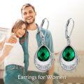 wholesale 925 Sterling Silver Green Crystal Teardrop Celtic Knot Leverback Drop Earrings Irish Jewelry-0-1
