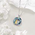 wholesale 925 Sterling Silver Blue Topaz Dog & Cat Lover's Pendant Necklace-0-3