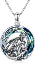 wholesale 925 Sterling Silver Blue Crystal Dragon Pendant Necklace s for Women and Girls-0-0