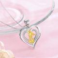 wholesale 925 Sterling Silver Saint Michael Archangel Heart Pendant Necklace Platinum Plated-0-1
