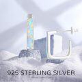 wholesale 925 Sterling Silver 925 White Blue Orange Opal Square Hoop Earrings for Women-0-1