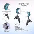 wholesale 925 Sterling Silver Turquoise Abalone Crescent Moon Bat Drop Earrings - Halloween  for Her-0-3
