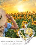 wholesale Gold-Plated 925 Sterling Silver Mom's Love Sunflower Pendant Necklaces with Cubic Zirconia and Chain for Women Girls s-0-2
