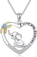 wholesale 925 Sterling Silver Birthstone Elephant Heart Necklace for Women-0-0