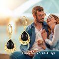 wholesale 925 Sterling Silver Teardrop Black Onyx Filigree Leverback Earrings - Bohemian  for Women-0-5