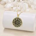 wholesale 925 Sterling Silver Hexagram Solomon Seal Pendant with 6-Pointed Star on Black Enamel and Gold Plated Circle Design - Includes an Extender Chain (18+2)-0-2