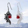 wholesale 925 Sterling Silver Red Crystal Angel & Devil Wing Heart Drop Earrings for Women-0-4