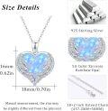 wholesale 925 Sterling Silver Blue Fire Opal Heart with Wings Pendant Necklace for Women-0-2