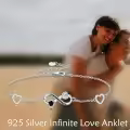 wholesale 925 Sterling Silver Heart and Infinity Charm Ankle Bracelet Wholesale for Women-0-3