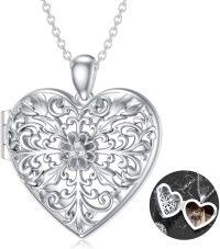 wholesale 925 Sterling Silver Lab-Grown Cubic Zirconia Filigree Heart Photo Locket Pendant Necklace for Women-A-Diamond Heart Locket+Photo+Text-A-Diamond Heart Locket+Photo