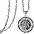 wholesale 925 Sterling Silver Saint Christopher and Saint Michael Pendant Necklace with Black CZ Stones for Men & Women - Catholic Religious -0-0