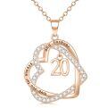 TOUPOP Sterling Silver Rose Gold Zircon Heart Pendant Necklace-0-0