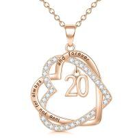 TOUPOP Sterling Silver Rose Gold Zircon Heart Pendant Necklace-undefined