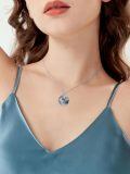 TOUPOP Sterling Silver Blue Crystal Marigold Moon Flower Necklace-0-1