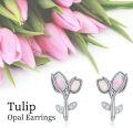 wholesale 925 Sterling Silver Opal Tulip Flower Stud Earrings for Women, Romantic Love Jewelry Gift for Her, Hypoallergenic Sensitive Skin Safe-0-1