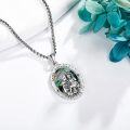 wholesale 925 Sterling Silver Oval St Anthony Medal Prayer for Us Pendant Necklace w/ Abalone Shell & Chain-0-4