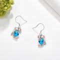 wholesale 925 Sterling Silver Heart-Shaped Blue Crystal Axolotl Dangle Earrings for Women Girls  4cm Length-0-3