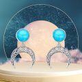 wholesale 925 Sterling Silver Blue Opal & Red Agate Celtic Knot Moon Drop Earrings for Women - Boho s-0-4