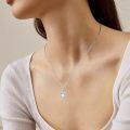 wholesale 14K Gold Moissanite & Opal White Rose Necklace for Women, Romantic Gift for Her, 16 Chain with 2 Extender-0-3