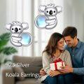 wholesale 925 Sterling Silver Cutie Koala Moonstone Stud Earrings for Women Girls Gifts Jewelry 6mm Diameter-0-5