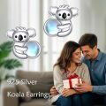wholesale 925 Sterling Silver Cutie Koala Moonstone Stud Earrings for Women Girls Gifts Jewelry 6mm Diameter-0-5