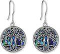 wholesale 925 Sterling Silver Abalone Shell Tree of Life Drop Earrings for Women Girl's Gift Jewelry-0-0