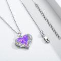 wholesale 925 Sterling Silver Purple Fire Opal Heart with Wings Pendant Necklace - Dainty s for Her-0-4