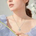 wholesale 925 Sterling Silver Green Crystal Cat Pendant Necklace for Women - Cat Lovers -0-5