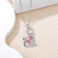 wholesale Sterling Silver Lab Grown Diamond Cat Birth Flower Necklace for Women-0-12