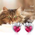 wholesale 925 Sterling Silver Heart Shaped Cat Earrings-0-3