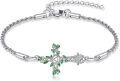 wholesale 925 Sterling Silver Celtic Knot Green Leaf Cross Charm Rope Chain Bracelet s for Women Girls-0-0