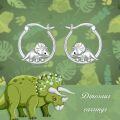 wholesale 925 Sterling Silver Triceratops Dinosaur Hoop Earrings - Cute Animal Design Lightweight Studs for Kids Teenagers and Adults Gift Idea-0-1