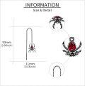 wholesale 925 Sterling Silver Spider Red Crystal Long Chain Tassel Earrings for Women Gothic  Ideas-0-3