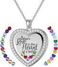 wholesale S925 Sterling Silver & Birthstones Heart Mother Floating Locket Necklace Gift for Mom-0-0