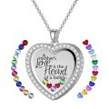 wholesale S925 Sterling Silver & Birthstones Heart Mother Floating Locket Necklace Gift for Mom-0-0