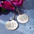 wholesale Rose Gold 925 Sterling Silver Engraved Circle Monogram Leverback Earrings Custom  Ideas for Her-0-6