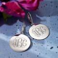wholesale 925 Sterling Silver Gold Plated Monogram Round Disc Drop Earrings-0-6