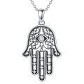 TOUPOP Sterling Silver Evil Eye Necklace Lotus Chakra Pendant Celtic Jewelry-0-0