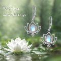 wholesale 925 Sterling Silver Moonstone Lotus Flower Dangle Earrings for Women, Gift Box-0-5