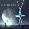 wholesale 925 Sterling Silver Turquoise and White Opal Celtic Cross Pendant Necklace for Women-0-30