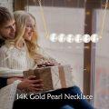 wholesale 14K Gold Freshwater Pearl Bar Chain Necklace 6mm White Pearls Minimalist Jewelry for Women Girls Gift Boxed-0-11
