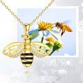 wholesale 925 Sterling Silver Gold Plated CZ Honeybee Charm Pendant Necklace for Women-0-4