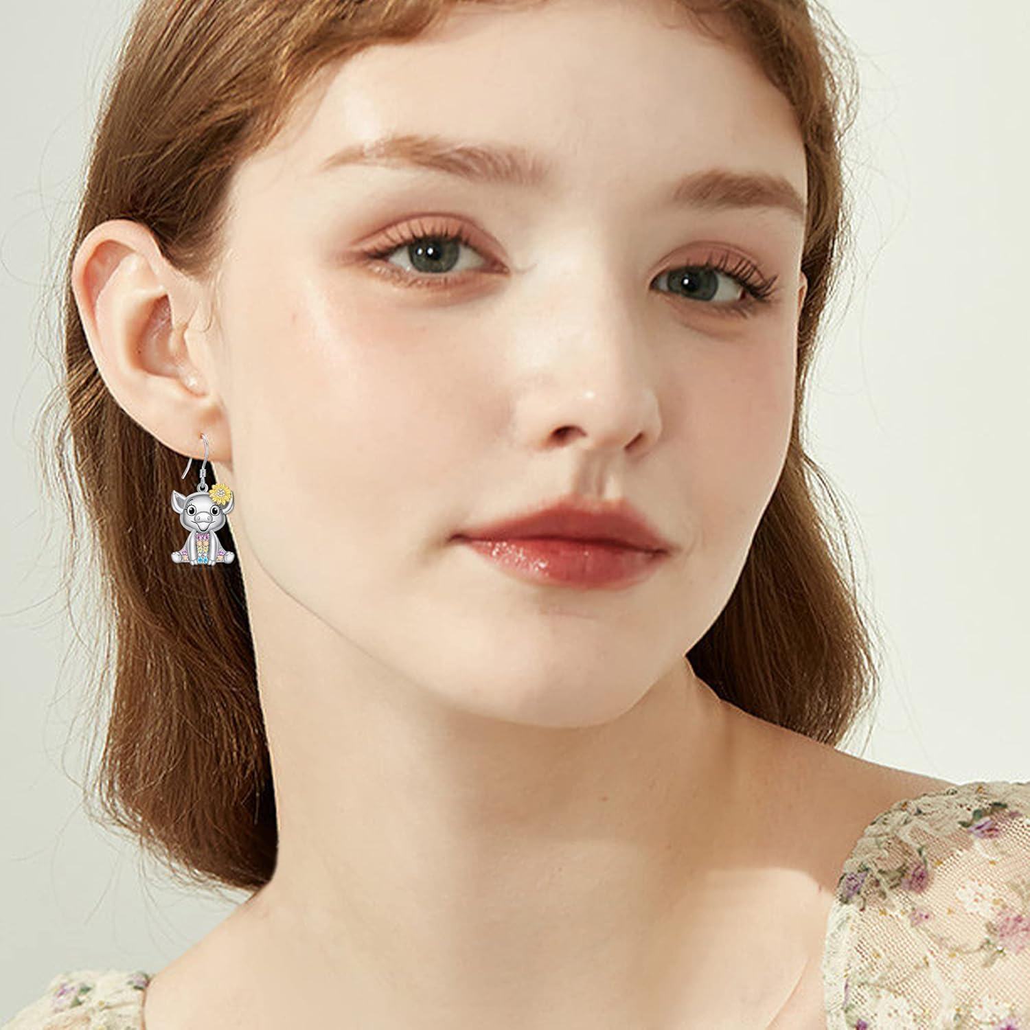 wholesale 925 Sterling Silver Pig Sunflower Drop Earrings-0-1
